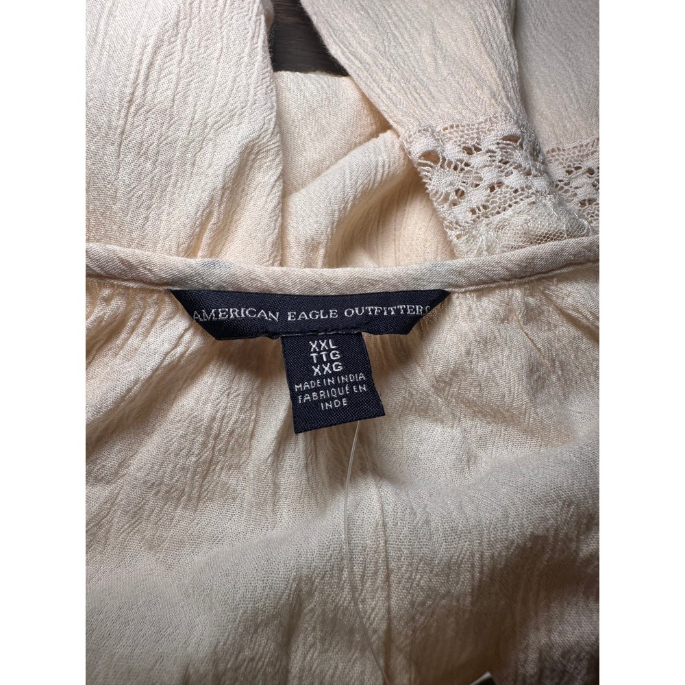 American Eagle Ivory Lace Boho Peasant Mini Dress XXL New With Tags 9199-106 - Picture 8 of 12